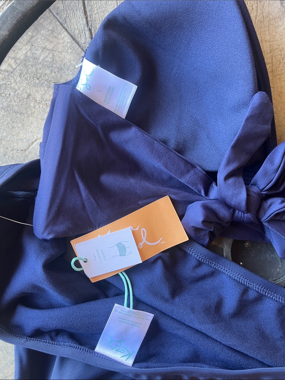Women's Navy Halter Wrap Bikini Set Large B45 - Picture 5 of 8